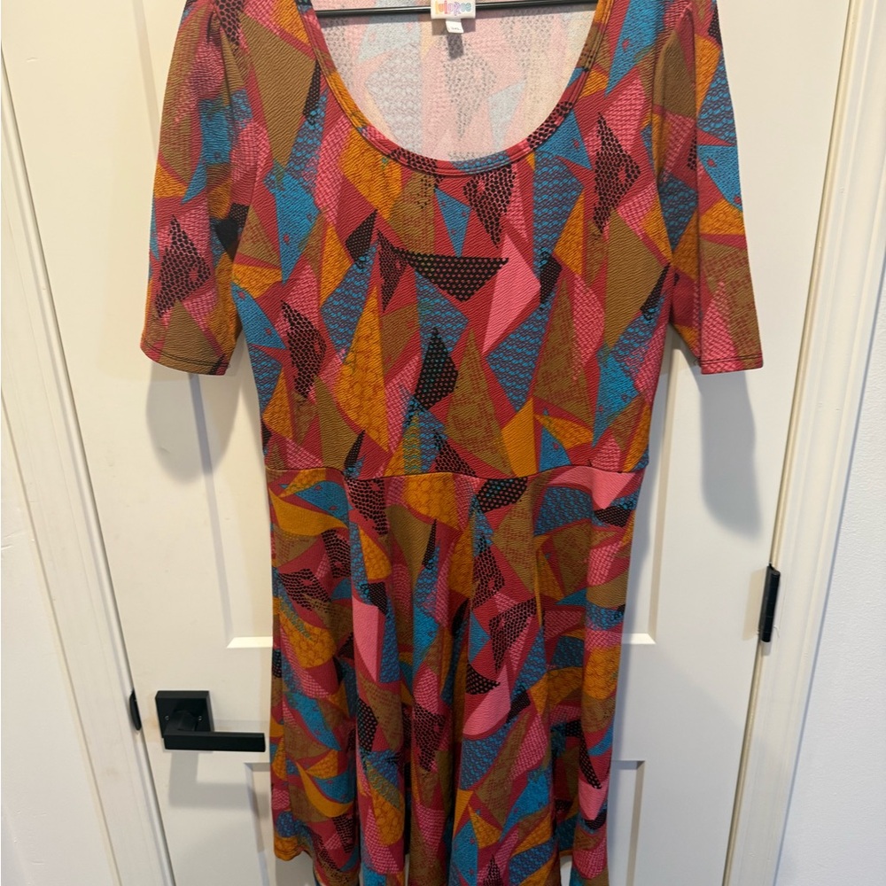 LuLaRoe Multicolor Abstract Midi Dress